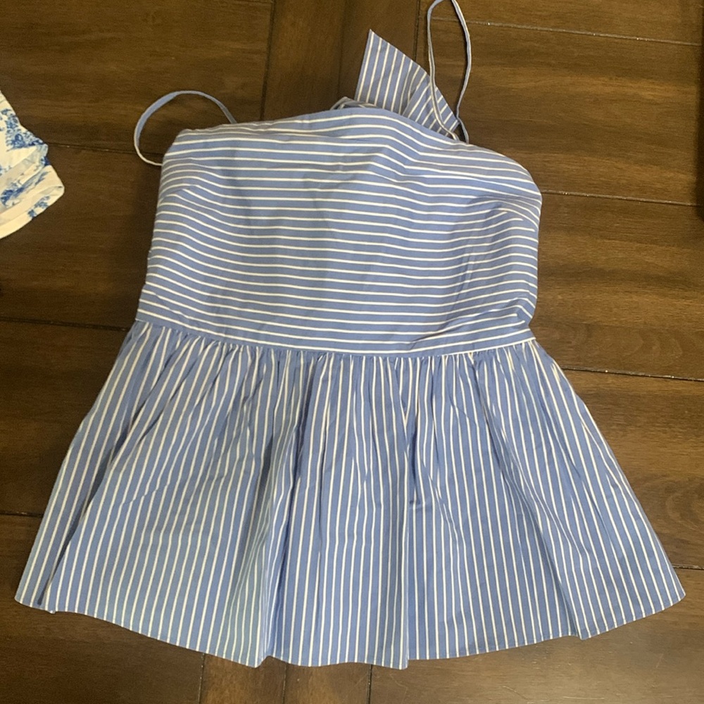 Peplum striped tie top